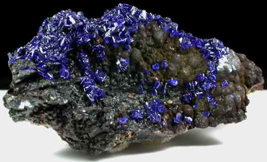 Azurite on Chrysocolla from Santa Nio Mine, Durango, Mexico