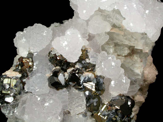 Calcite (Mn-rich), Fluorite, Sphalerite, Galena, Pyrite from Naica District, Saucillo, Chihuahua, Mexico