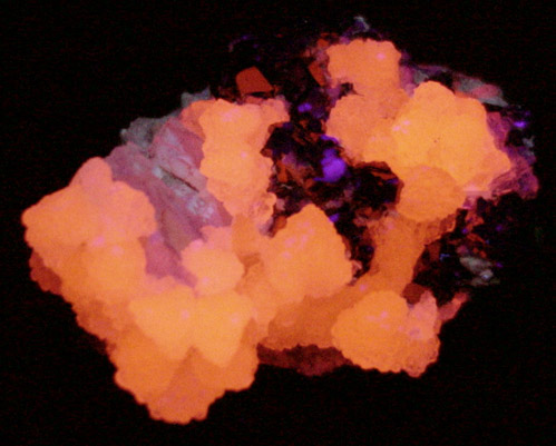 Calcite (Mn-rich), Fluorite, Sphalerite, Galena, Pyrite from Naica District, Saucillo, Chihuahua, Mexico