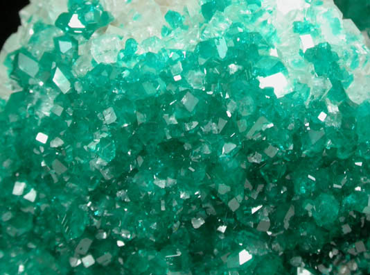 Dioptase on Calcite from Tsumeb Mine, Otavi-Bergland District, Oshikoto, Namibia