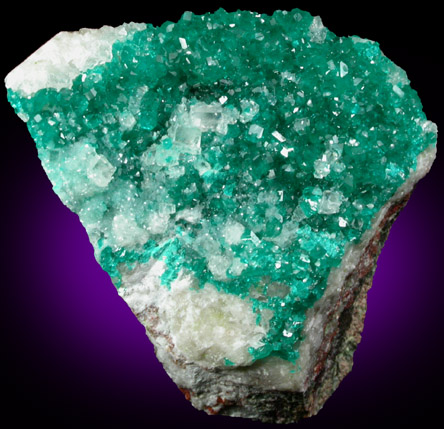 Dioptase on Calcite from Tsumeb Mine, Otavi-Bergland District, Oshikoto, Namibia