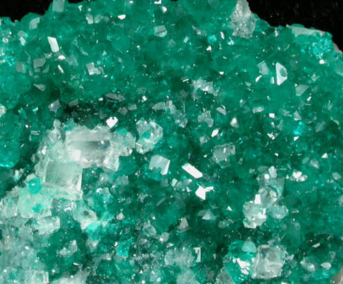 Dioptase on Calcite from Tsumeb Mine, Otavi-Bergland District, Oshikoto, Namibia