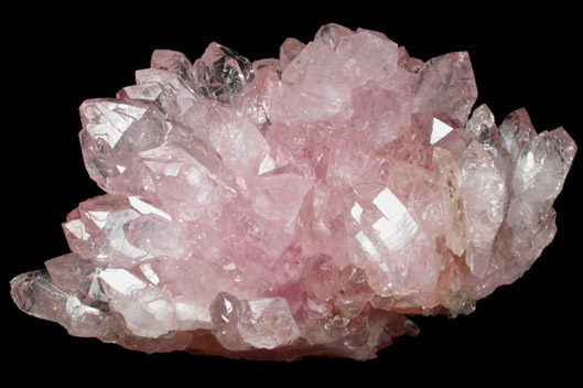 Quartz var. Rose Quartz Crystals from Lavra da Ilha, Taquaral, Jequitinhonha River, Minas Gerais, Brazil