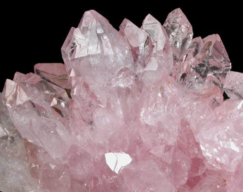 Quartz var. Rose Quartz Crystals from Lavra da Ilha, Taquaral, Jequitinhonha River, Minas Gerais, Brazil