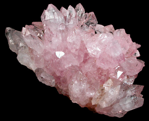 Quartz var. Rose Quartz Crystals from Lavra da Ilha, Taquaral, Jequitinhonha River, Minas Gerais, Brazil