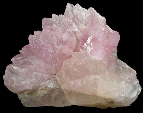 Quartz var. Rose Quartz Crystals from Lavra da Ilha, Taquaral, Jequitinhonha River, Minas Gerais, Brazil