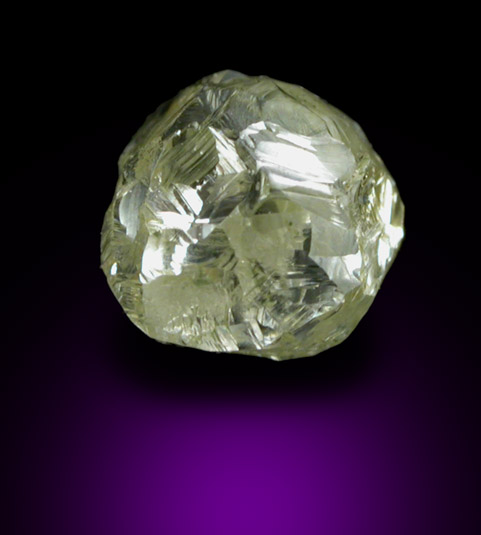 Diamond (0.86 carat green-gray complex crystal) from Finsch Mine, Free State (formerly Orange Free State), South Africa
