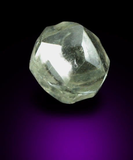 Diamond (1.23 carat pale green-gray dodecahedral crystal) from Daberas Mine, Oranjemund District, Namibia