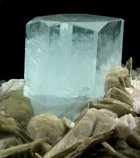 Beryl var. Aquamarine on Muscovite from Nagar, Hunza Valley, Gilgit District, Gilgit-Baltistan, Pakistan