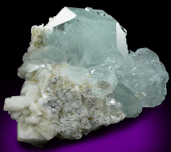 Beryl var. Aquamarine with Albite from Xuebaoding Mountain near Pingwu, Sichuan Province, China