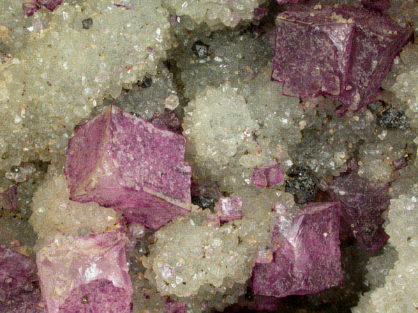 Fluorite on Quartz with Sphalerite from Davis-Deardorff Mine, Cave-In-Rock District, Hardin County, Illinois