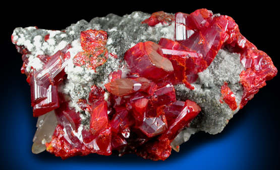 Realgar, Calcite, Picropharmacolite from Shimen Mine, Hunan, China