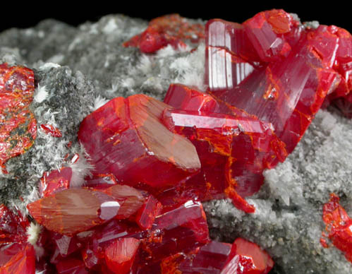 Realgar, Calcite, Picropharmacolite from Shimen Mine, Hunan, China