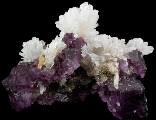 Strontianite on Fluorite from Minerva #1 Mine, Cave-in-Rock District, Hardin County, Illinois