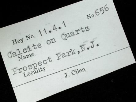 Calcite on Smoky Quartz from Prospect Park Quarry, Prospect Park, Passaic County, New Jersey