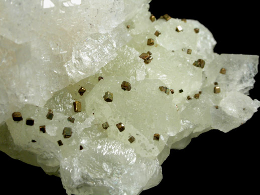 Apophyllite on Datolite with Pyrite from Millington Quarry, Bernards Township, Somerset County, New Jersey