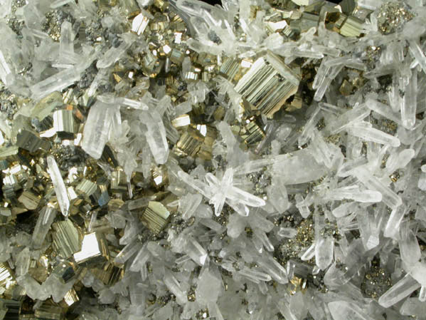 Tetrahedrite and Pyrite on Quartz from Huanzala Mine, Huallanca District, Huanuco Department, Peru