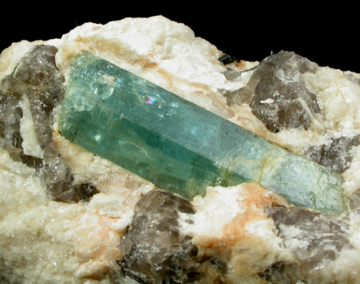 Beryl var. Aquamarine in Albite from Collins Hill, Portland, Middlesex County, Connecticut