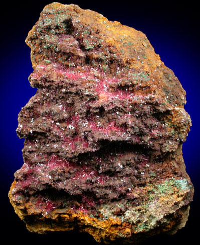 Cuprite with Malachite and Cuprite var. Chalcotrichite from Bisbee, Warren District, Cochise County, Arizona