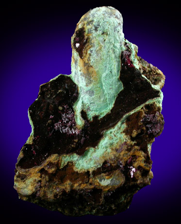 Chrysocolla pseudomorph after Gypsum or Azurite with Cuprite var. Chalcotrichite from Ray Mine, Mineral Creek District, Pinal County, Arizona