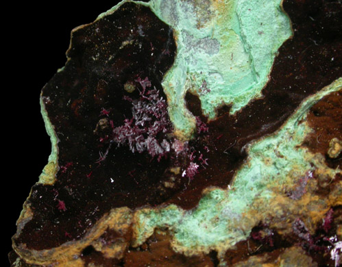 Chrysocolla pseudomorph after Gypsum or Azurite with Cuprite var. Chalcotrichite from Ray Mine, Mineral Creek District, Pinal County, Arizona
