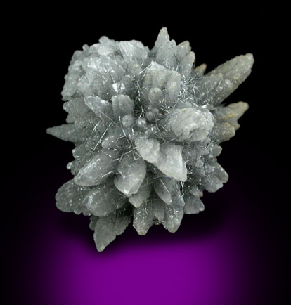 Jamesonite on spherical Calcite formation from Noche Buena Mine, Zacatecas, Mexico