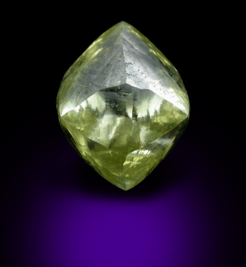 Diamond (2.49 carat gem-grade green tetrahexahedral crystal) from Aredor Mine, 35 km east of Kerouan, Guinea