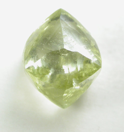 Diamond (2.49 carat gem-grade green tetrahexahedral crystal) from Aredor Mine, 35 km east of Kerouan, Guinea