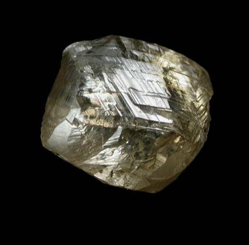 Diamond (1.96 carat gray-brown elongated crystal) from Diavik Mine, East Island, Lac de Gras, Northwest Territories, Canada