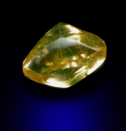 Diamond (0.88 carat orange elongated dodecahedral crystal) from Letlhakane Mine, south of the Makgadikgadi Pans, Botswana