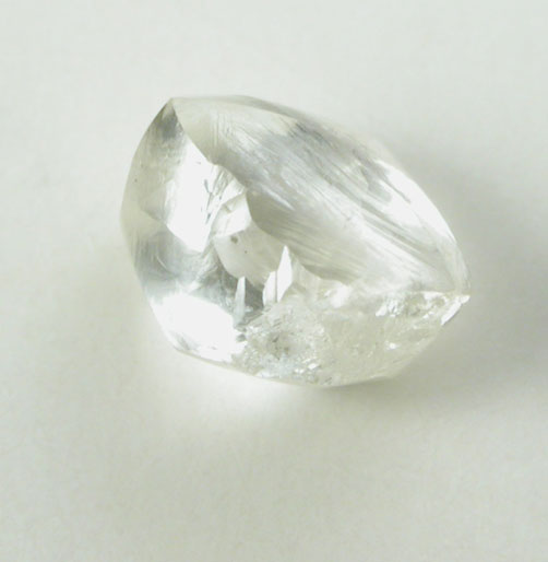 Diamond (1 carat colorless elongated dodecahedral crystal) from Diavik Mine, East Island, Lac de Gras, Northwest Territories, Canada