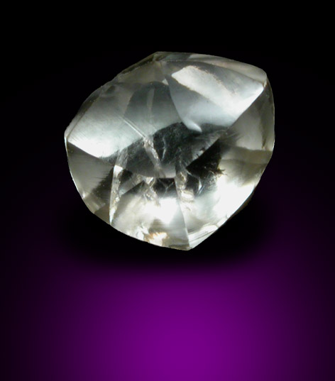 Diamond (1.02 carat pale-yellow elongated dodecahedral crystal) from Diavik Mine, East Island, Lac de Gras, Northwest Territories, Canada