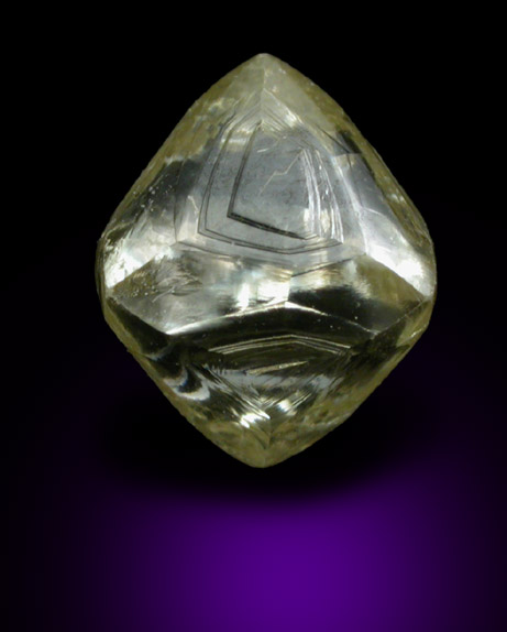 Diamond (1.63 gem-grade carat pale-yellow octahedral crystal) from Diavik Mine, East Island, Lac de Gras, Northwest Territories, Canada