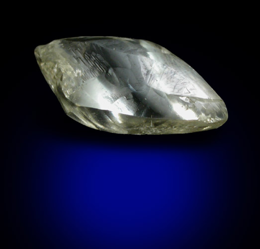 Diamond (0.87 gem-grade yellow elongated dodecahedral crystal) from Diavik Mine, East Island, Lac de Gras, Northwest Territories, Canada