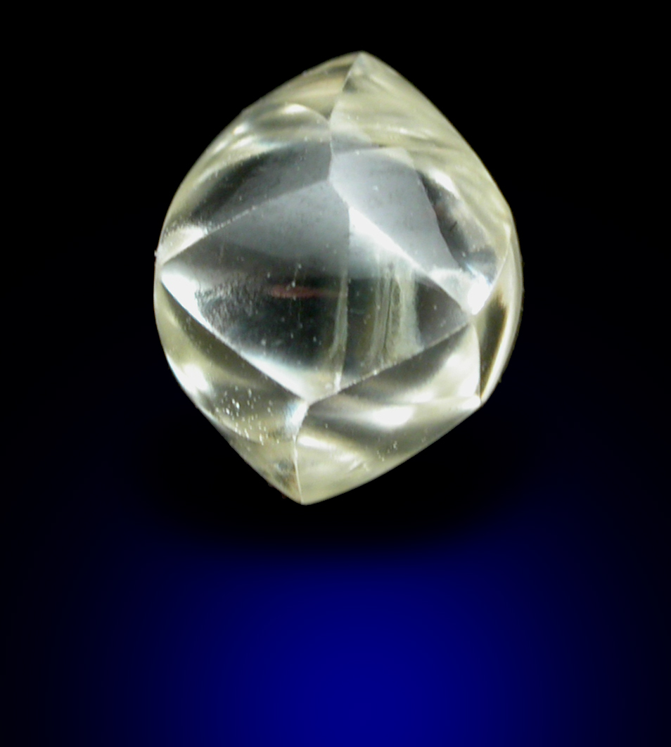 Diamond (1.01 gem-grade pale-yellow tetrahexahedral crystal) from Oranjemund District, Namibia