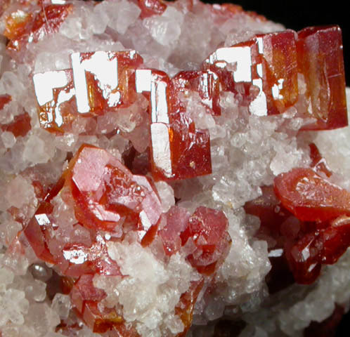 Vanadinite in Calcite from Old Yuma Mine, west of Tucson, Pima County, Arizona