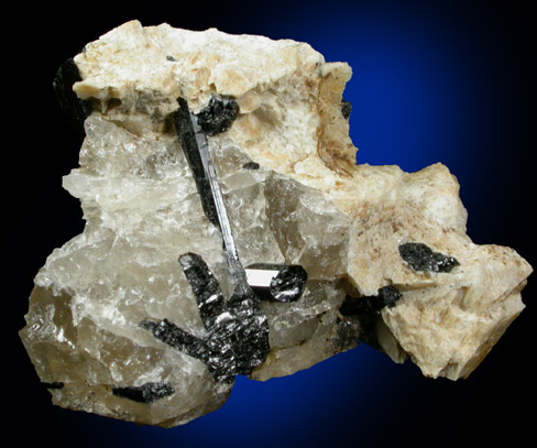 Schorl Tourmaline in Quartz-Albite from La Flamme Quarry, Minot, Androscoggin County, Maine