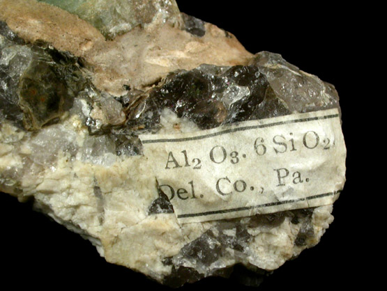 Beryl var. Aquamarine from Deshong's Quarry, Leiperville, Delaware County, Pennsylvania