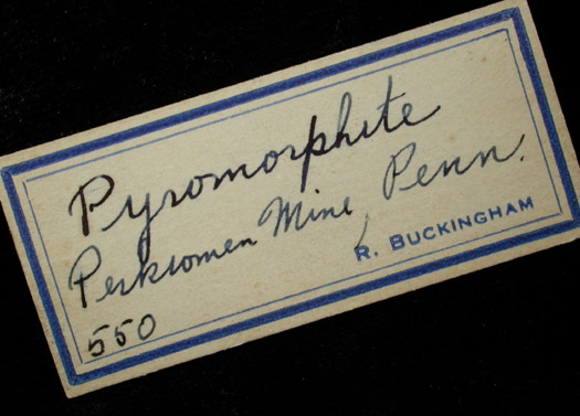 Pyromorphite from Perkiomen Mine, Montgomery County, Pennsylvania