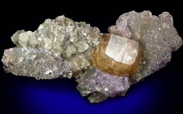 Calcite on Fluorite from Denton Mine, Harris Creek District, Hardin County, Illinois