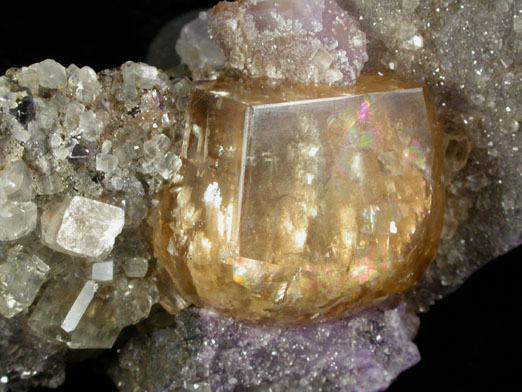 Calcite on Fluorite from Denton Mine, Harris Creek District, Hardin County, Illinois