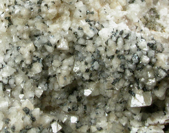 Quartz var. Smoky on Calcite with Hematite from McDowells' Quarry, Upper Montclair, Essex County, New Jersey