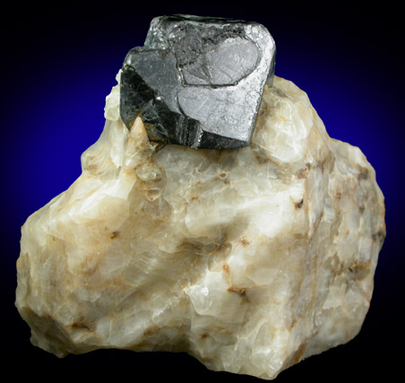 Ilmenite on Calcite with Nepheline from Vishnevye Mountains, Chelyabinsk Oblast', Southern Urals, Russia
