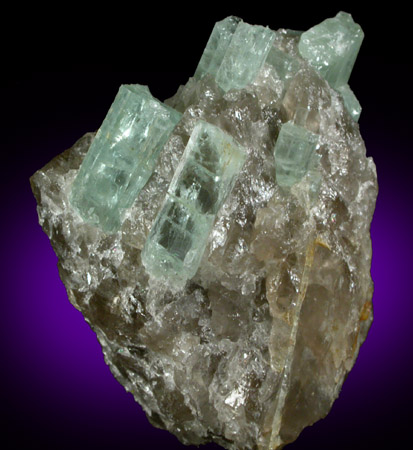 Beryl var. Aquamarine in Quartz from Songo Pond Quarry, Albany, Oxford County, Maine