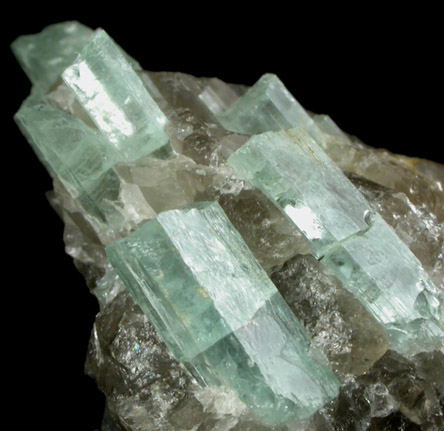 Beryl var. Aquamarine in Quartz from Songo Pond Quarry, Albany, Oxford County, Maine