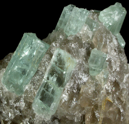 Beryl var. Aquamarine in Quartz from Songo Pond Quarry, Albany, Oxford County, Maine