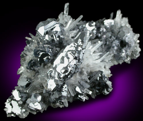 Galena (Spinel-law twinned crystals) on Quartz from Deveti Septemvri Mine, Madan District, Rhodope Mountains, Bulgaria