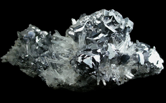 Galena (Spinel-law twinned crystals) on Quartz from Deveti Septemvri Mine, Madan District, Rhodope Mountains, Bulgaria