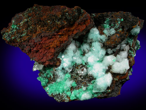 Adamite var. Cuprian Adamite with Calcite from Mapimi District, Durango, Mexico