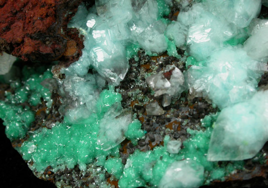 Adamite var. Cuprian Adamite with Calcite from Mapimi District, Durango, Mexico